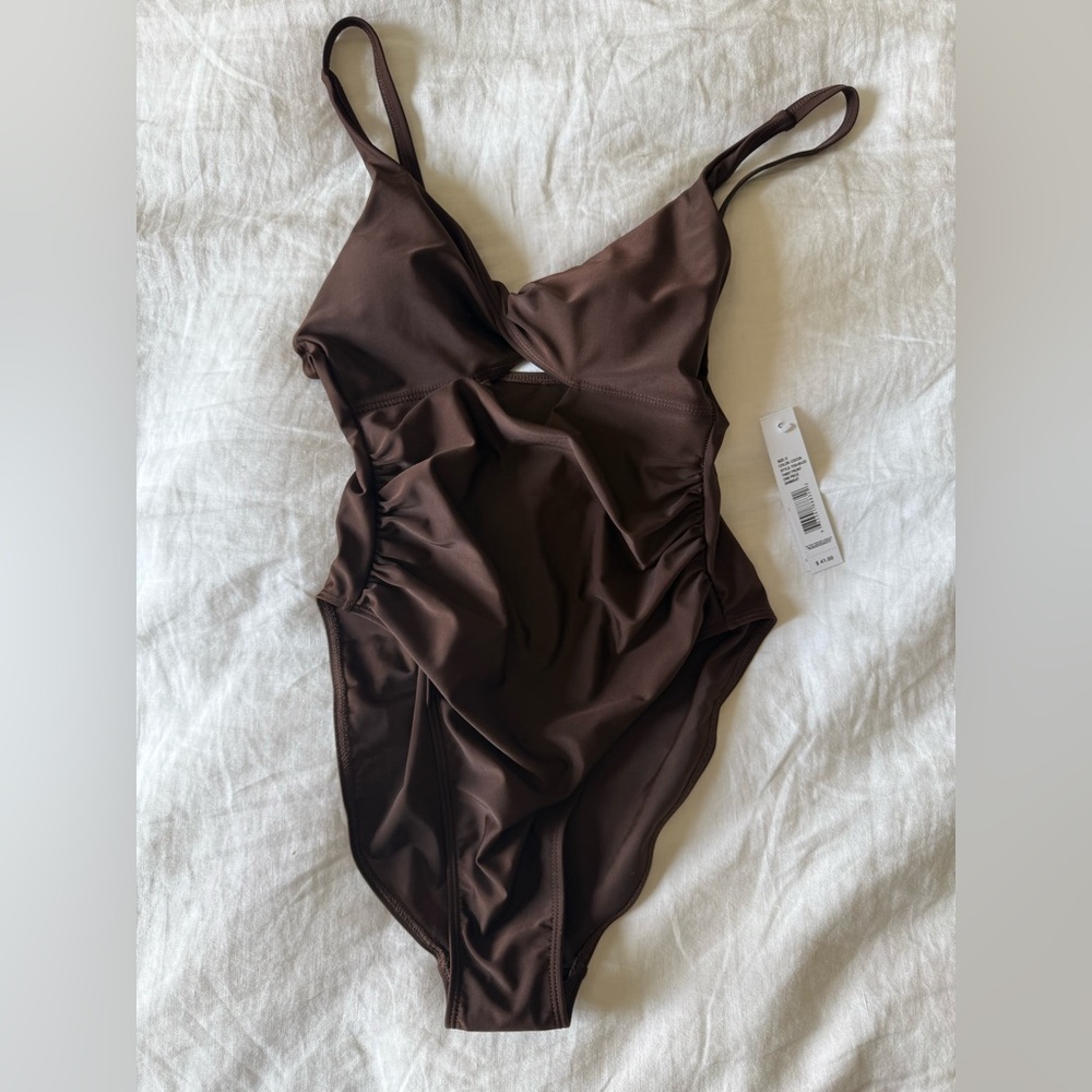 Tahari Brown One Piece Swimsuit